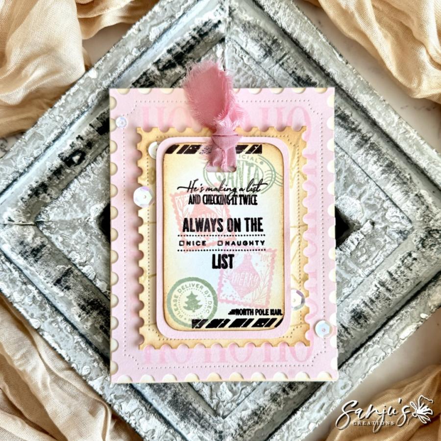 North Pole Mail: Postage Stamp Frame Post Card Die