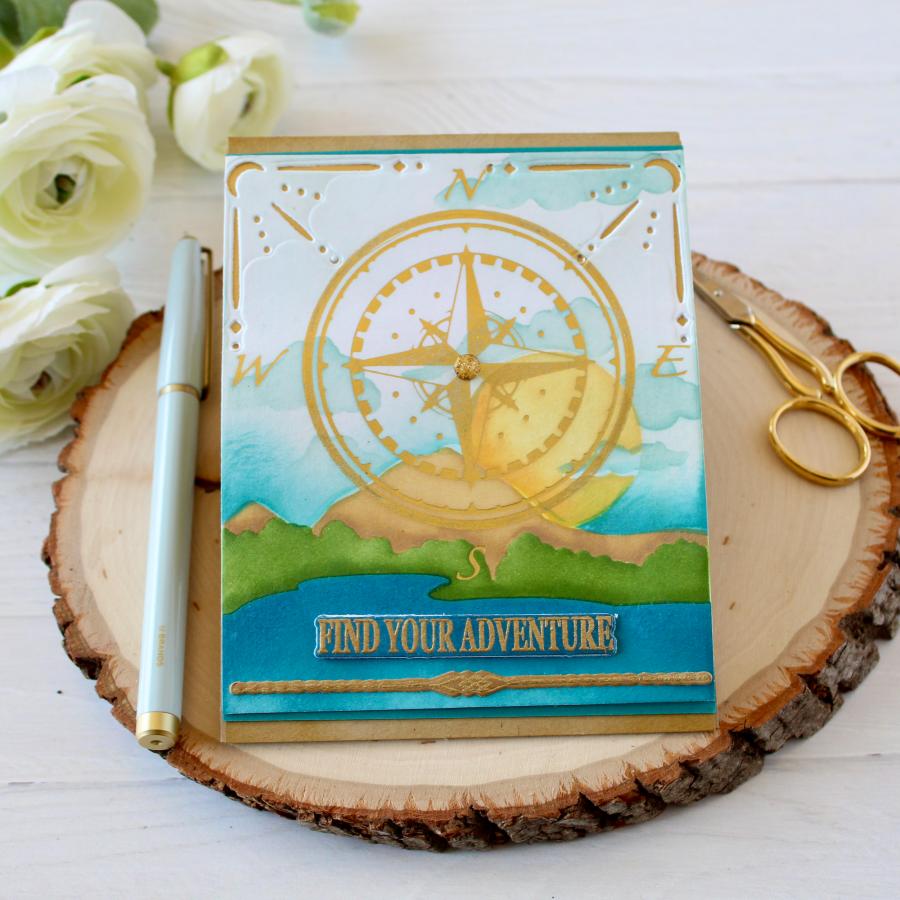 Adventure Away Compass Hot Foil Plate